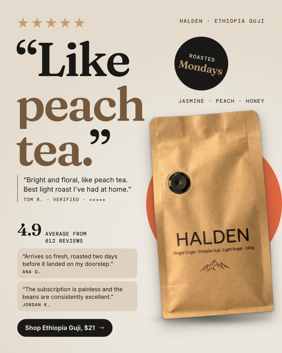 Sample ad for Halden: Social proof